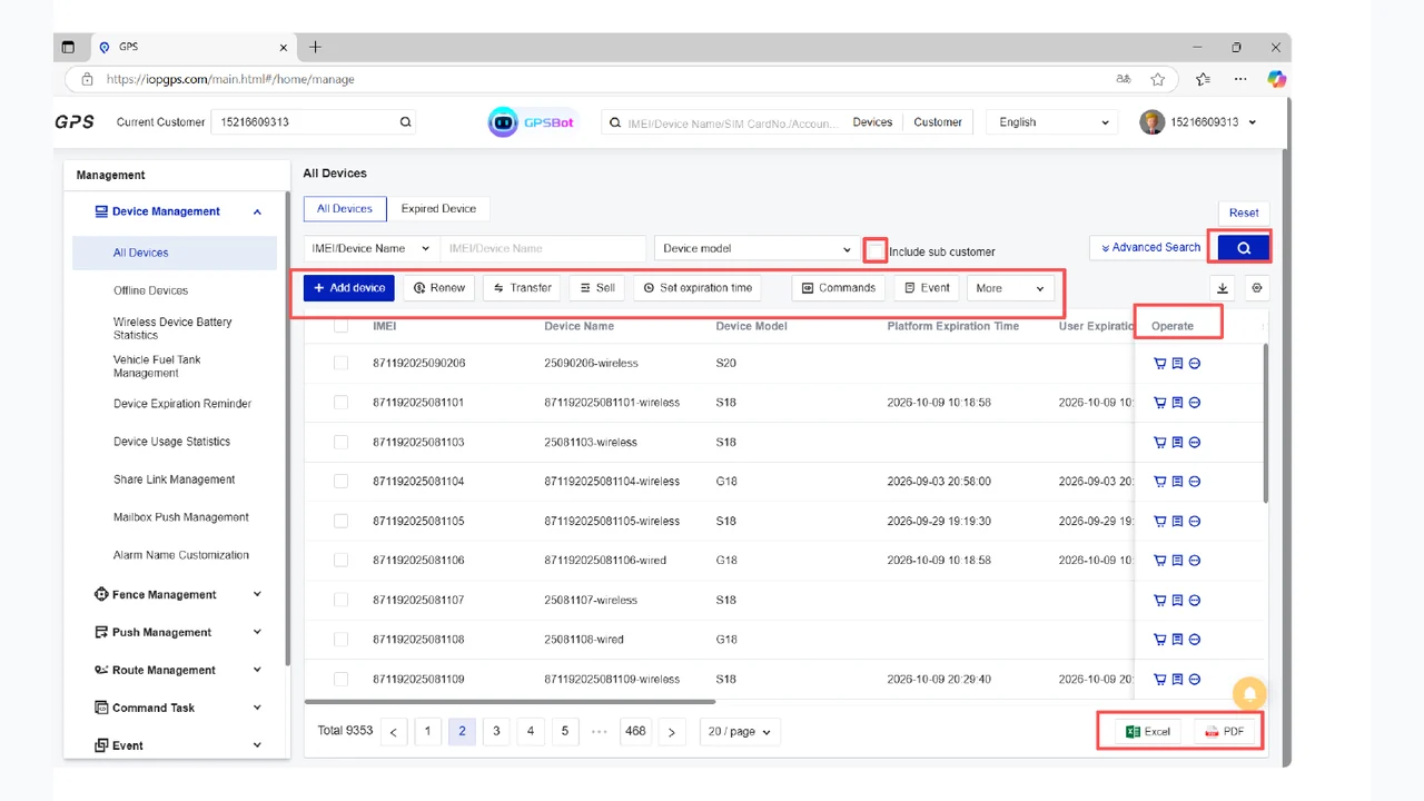 IOPGPS device management interface